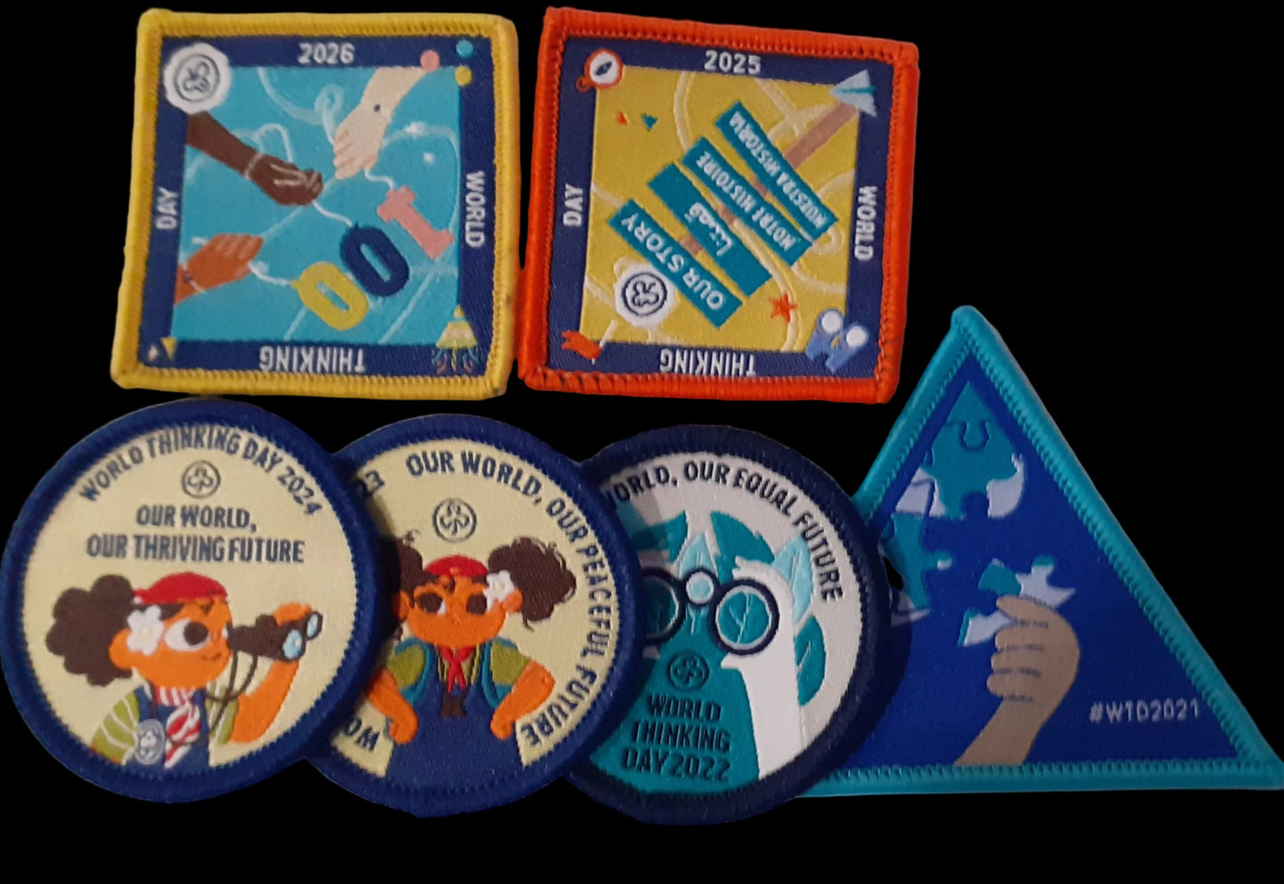 World Thinking day set of 5 badges from  2021 - 2025